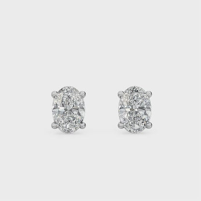 18kt Gold Oval Lab Grown Diamond Solitaire Stud Earrings