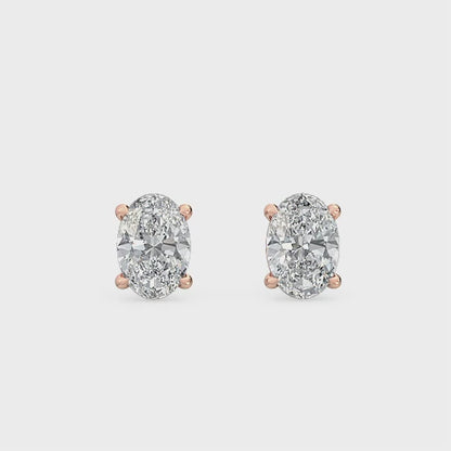 18kt Gold Oval Lab Grown Diamond Solitaire Stud Earrings