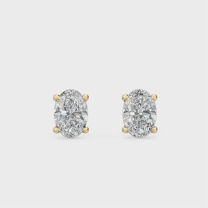 18kt Gold Oval Lab Grown Diamond Solitaire Stud Earrings