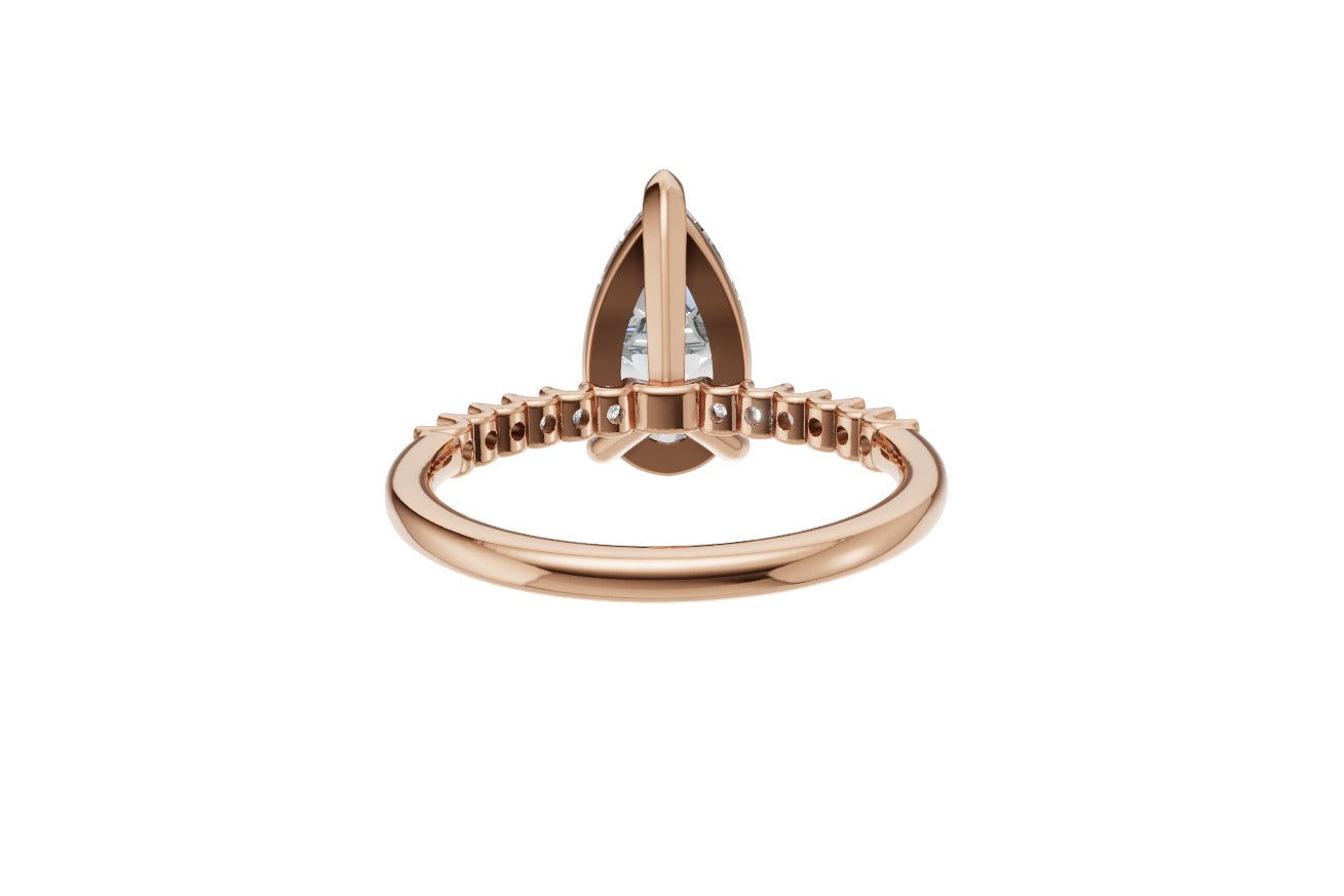 Pear Cut Diamond Engagement Ring with Shoulder Diamonds