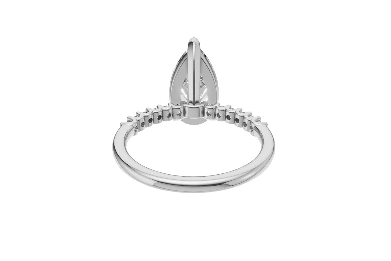 Pear Cut Diamond Engagement Ring with Shoulder Diamonds