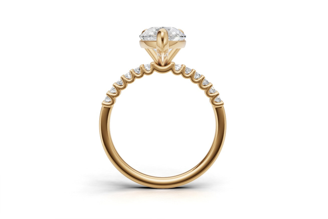 Pear Cut Diamond Engagement Ring with Shoulder Diamonds