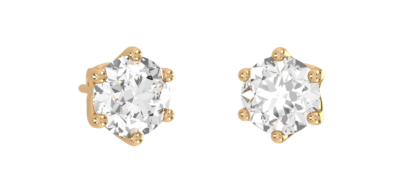 Diamond 6 Claw Stud Earrings - 0.50ct to 1ct each stud - EXC DIAMONDS