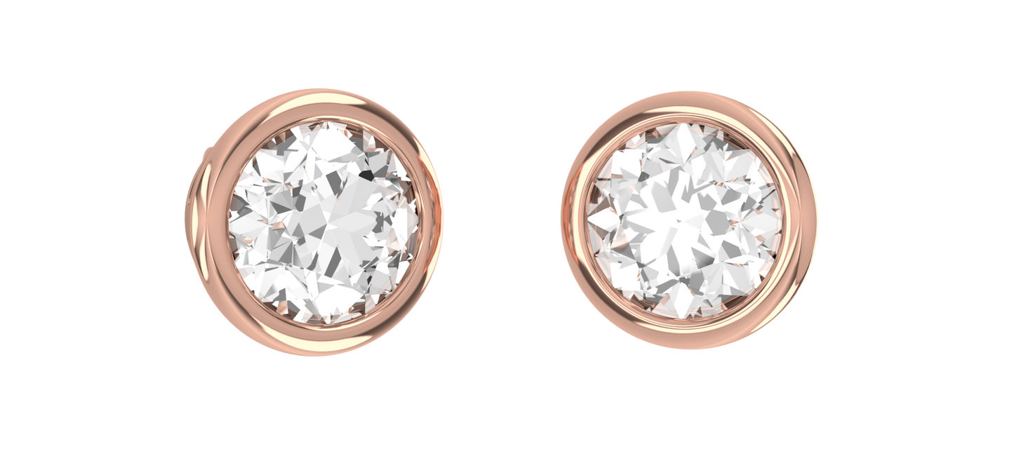 Diamond Bezel Stud Earrings - Totaling 0.50ct - INC DIAMONDS