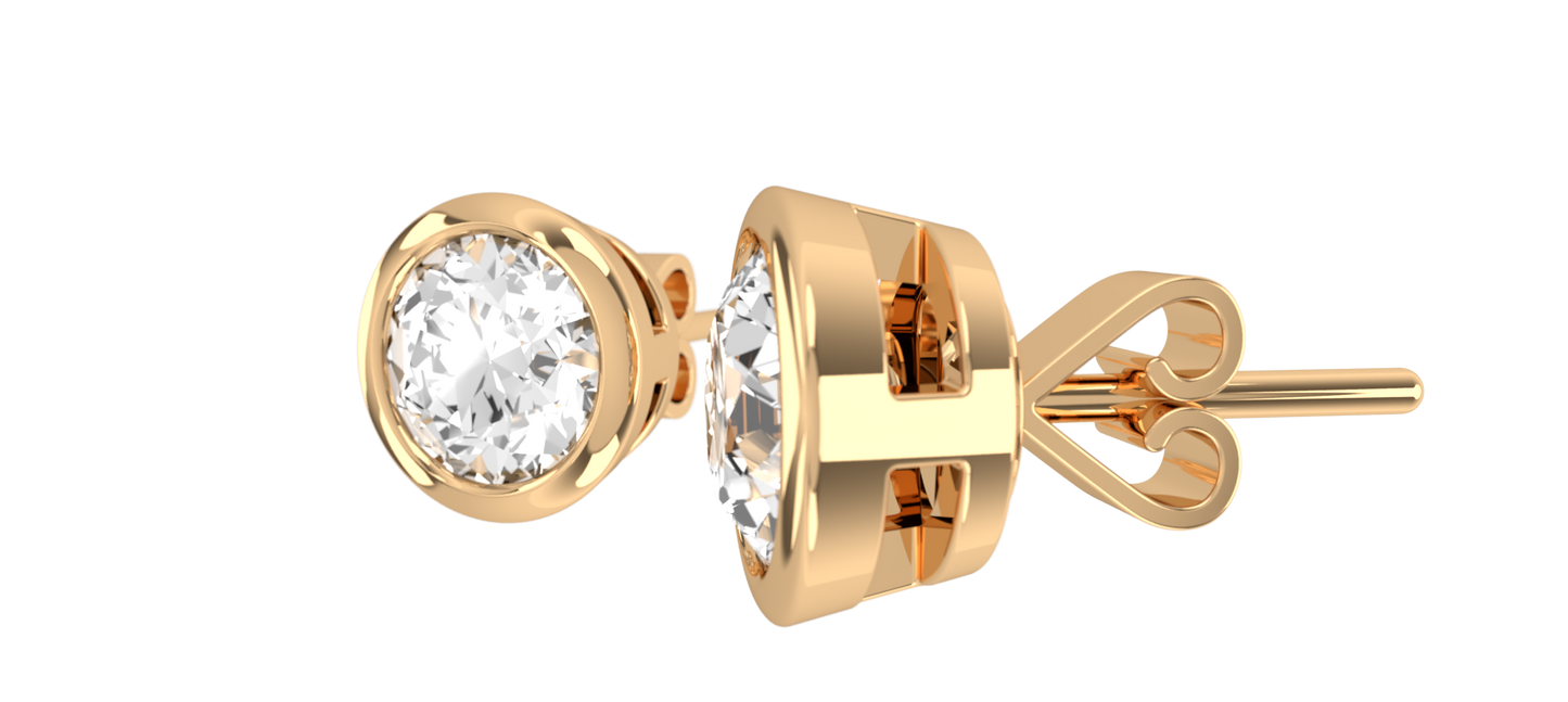 Diamond Bezel Stud Earrings - 0.50ct to 1ct each stud - EXC DIAMONDS