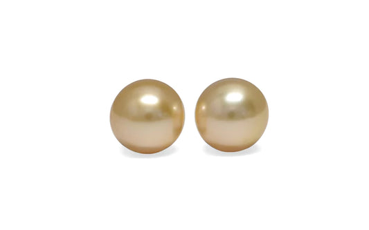 Golden South Sea Pearl Pair 9.5mm